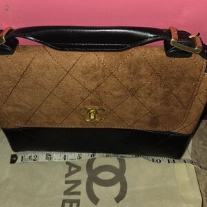 Brown and Black Quilted Women's Bag